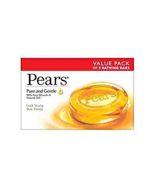 Pears Moisturising Bathing Bar Soap with Glycerine Pure  Gentle For Golden Glow 125g (Pack of 3) 